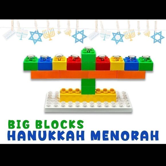 Big Lego colorful Kids Hannukah Menorah - Picture 1 of 3
